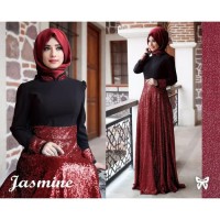 Baju Gamis Syari Muslim Jasmine Gliter Set Murah