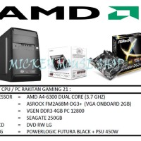 PAKET CPU / PC RAKITAN GAMING 21 /AMD A4-6300(3.7 GHZ)/ RAM 4GB