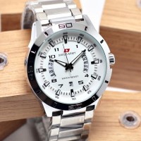 Jam Tangan Pria Swiss Army Rantai Silver Tanggal Hari Aktif