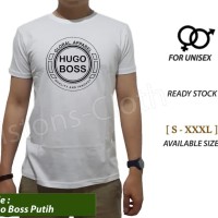 Kaos distro HUGO BOSS putih tshirt branded pria baju cowok keren