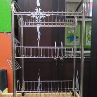 RAK PIRING / TEMPAT PIRING STAINLESS BAHAN KOKOH DAN KUAT SUSUN 3