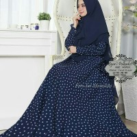 gamis syari busui jumbo set khimar motif polkadot real picture
