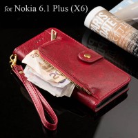 Luxury case for Nokia 6.1 Plus Global Version zipper Wallet design PU