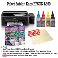 New PRINTER EPSON L360 Paket Sablon Kaos Gelap/Terang Tinta Pigment