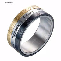 Cincin kalender bahan titanium antikarat bisa di putar/ ori