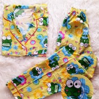 NEW CP KEROPI KUNING PIYAMA CELANA PANJANG BAJU TIDUR PAJAMAS GROSIR