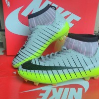 sepatu sepak bola pria nike mercurial CR7 grey green high termurah