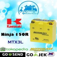 Aki Motor Kawasaki Ninja 150 R Mtx3L Motobatt Aki Kering Gel