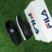 Sepatu Fila Jogging Pria Grade Ori / Black Hitam Olahraga Sekolah Gym