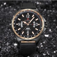 JAM TANGAN PRIA NAVIFORCE 9103 BLACK ROSEGOLD ORIGINAL TALI KULIT