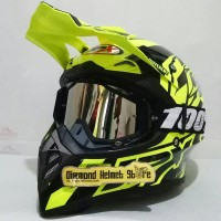 Paket Helm cross JPX Crossline Yellow Fluo Goggle 100 Percent Black