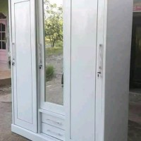 Lemari pakaian almari sliding kayu jati jepara mebel minimalis