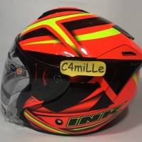 Promo HELM INK DYNAMIC MOTIF 1 RED FLUO YELLOW FLUO HALF FACE