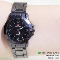 Jam tangan wanita swiss army tali rantai full black hitam grosir ecer