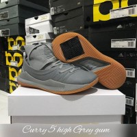 SEPATU BASKET UA CURRY 5 HIGH GREY GUM REPLIKA BOX ORIGINAL AKSESORIS
