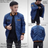 Jaket Bomber Pria X-URBAND Biru Terbaru , Jaket Cowok K Berkualitas