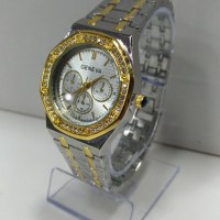 jam tangan wanita kombinasi warna kuning putih