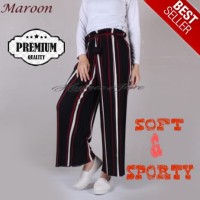 Celana Kulot Wanita Jumbo Salur Plisket Wanita Celana Pleats Salur Tal