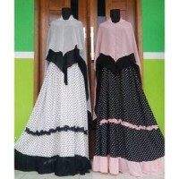 herdy olshop313 SET GAMIS SYARI BAJU MUSLIM NIKITA MOTIF POLKADOT DUA