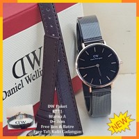 Jam Tangan Couple Seiko Rantai Black Silver