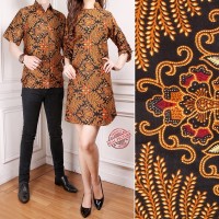 Couple Batik Raz Lengan Serut Long Tunik Wanita dan Kemeja Batik Pria