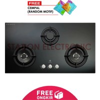 Electrolux EGT 9637 CK Kompor Tanam Gas 3 Tungku Kaca Hitam - Free S
