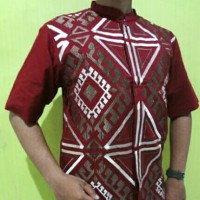 03M,Baju Atasan Koko Muslim Lengan Pendek Pria / Laki-laki warna merah