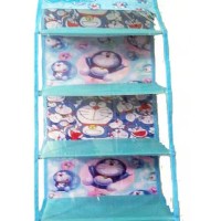 HSOZ Doraemon Biru muda ((Hanging Shoes Organizer Zipper) Rak Sepatu