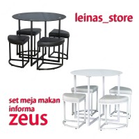 ZEUS SET MEJA MAKAN BULAT DENGAN KURSI SIMPLE