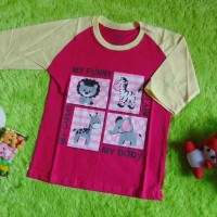 kaos raglan anak 5-6th motif My Funny My Love Pink Fant Berkualitas