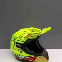 Helm cross jpx warna kuning stabilo motif X9 Robot