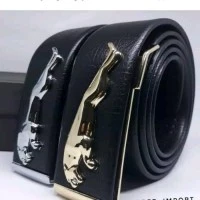 Tali pinggang kulit asli kepala black phanter