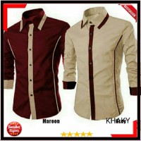 Baju Kemeja Roger Pria Cowok Laki Katun Lengan Panjang Kasual Casual