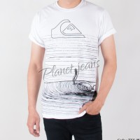 Baju kaos putih skate pria distro cowok surfing surf Quiksilver TKS08