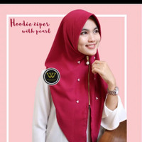 Jual Hijab Instan Hoodie Zipper With Pearl - Jilbab Hoodie Pearl Zi Murah