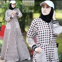 Baju Gamis Muslim Wanita Elina Dress Kotak cantik