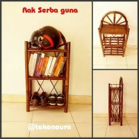 Rak Bambu Ukuran Kecil Tiga Susun/Rak Buku/Rak Sepatu Bahan Bambu