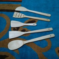 Terlaris Sutil/Sendok/Spatula/Sodet Kayu Mahoni Set Isi 5 Pcs