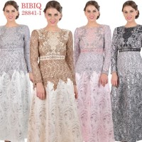 BIBIQ 28841-1 GAMIS PESTA MAXIDRESS BROKAT KOMBINASI JACQUARD