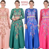 BIBIQ 29549 GAMIS PESTA MAXIDRESS BROKAT KOMBINASI SATIN
