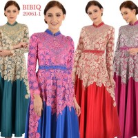 BIBIQ 29061-1 GAMIS PESTA MAXIDRESS BROKAT KOMBINASI SATIN