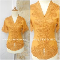 Kebaya Katun Bordir Encim lengan pendek TL-001 KUNING S - XL