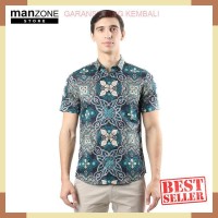 Manzone Bent Batik Lengan Pendek Dark Green