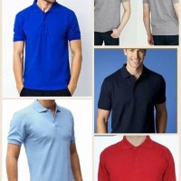 Shalink Kaos kerah biru benhur - polo polos biru - kaos kerah polos