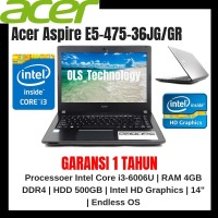 LAPTOP TERMURAH Acer Aspire E5-475-36JG/GR core i3 RAM 4GB HDD 500