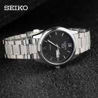 Best Jam Tangan Pria Cowok Seiko Daydate SK401 Rantai Silver Black