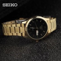 Best Jam Tangan Pria Cowok Seiko Daydate SK401 Rantai Gold Black