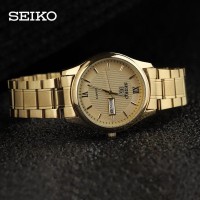 Best Jam Tangan Pria Cowok Seiko Daydate SK401 Rantai Full Gold