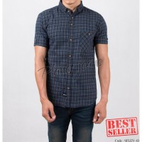Kemeja flanel slimfit lengan pendek cowok / flannel pria tangan pendek