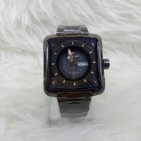 Jam Tangan Pria/Cowok Swiss Army Petak Hitam + Bonus Tali Kulit
